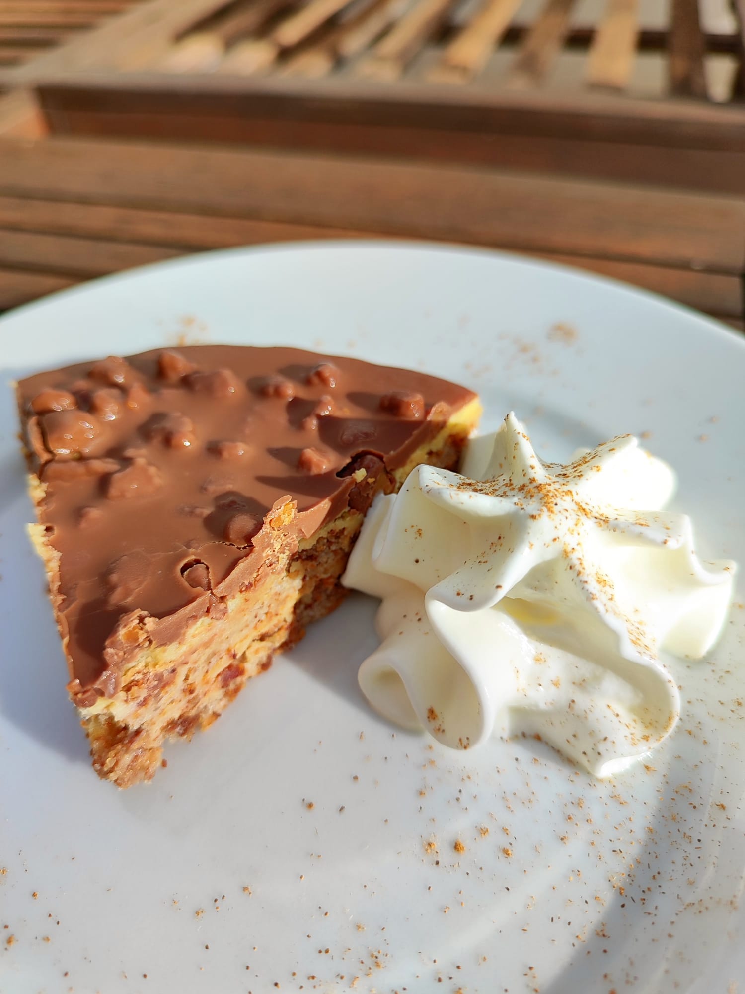 Chocolate cake with whipped cream